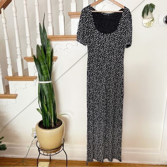 Nasty Gal Black White Jersey Abstract Spot Short Sleeve Jumpsuit Size 10 - Picture 2 of 9